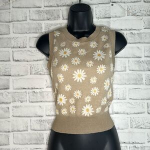 Mango MNG Daisy Floral Sweater Vest Size XS